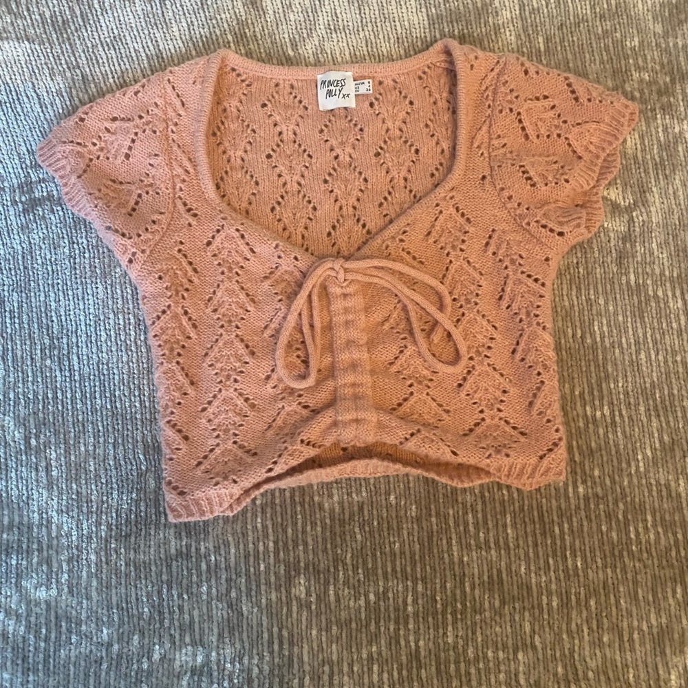 Angels Lace Knit Blouse in Soft Pink